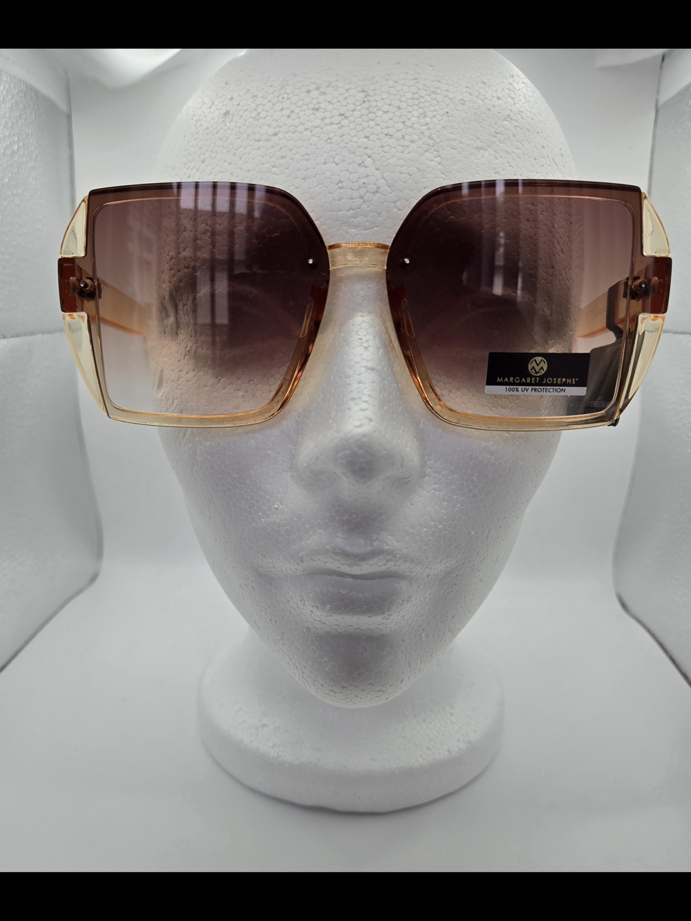 Margaret Josephs Oversized Square Sunglasses Golden Brown Gradient Chic Boss NWT